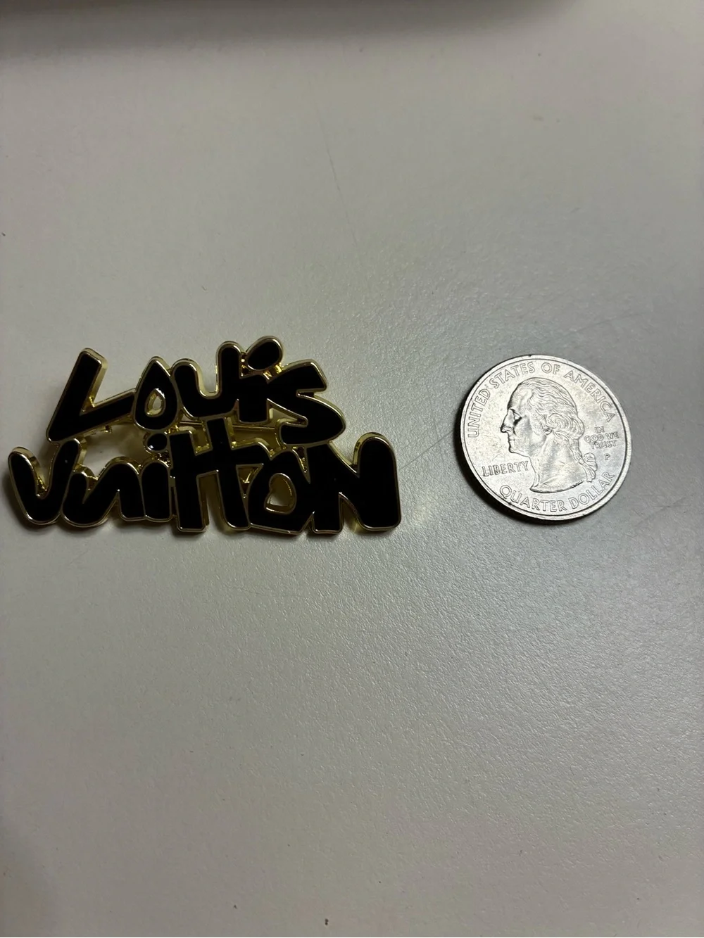 Luxury stamped LV Black Enamel Logo Brooch